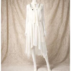 WANT and NEED Ivory XL High Low Dress - Beaded Neckline - (NWT - flaw)